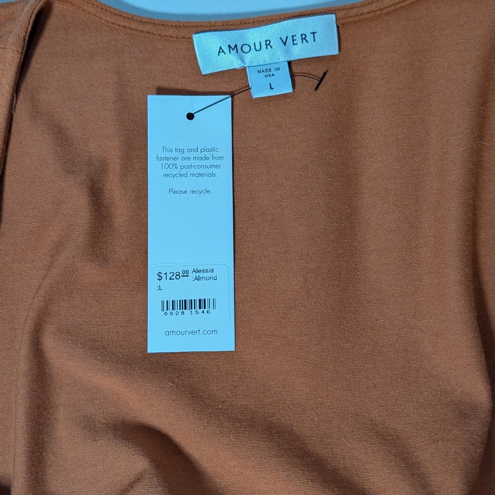 NWT Organic Cotton Amour Vert Terracotta Wrap Midi Dress - Picture 8 of 9